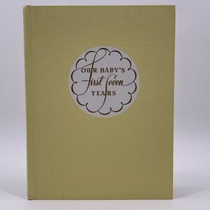 Vintage 1955 Baby Book Babys First Seven Years Record Blank Retro Yellow Cover